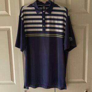 FootJoy FJ mens golf polo XL striped performance stretch Stratton VT logo